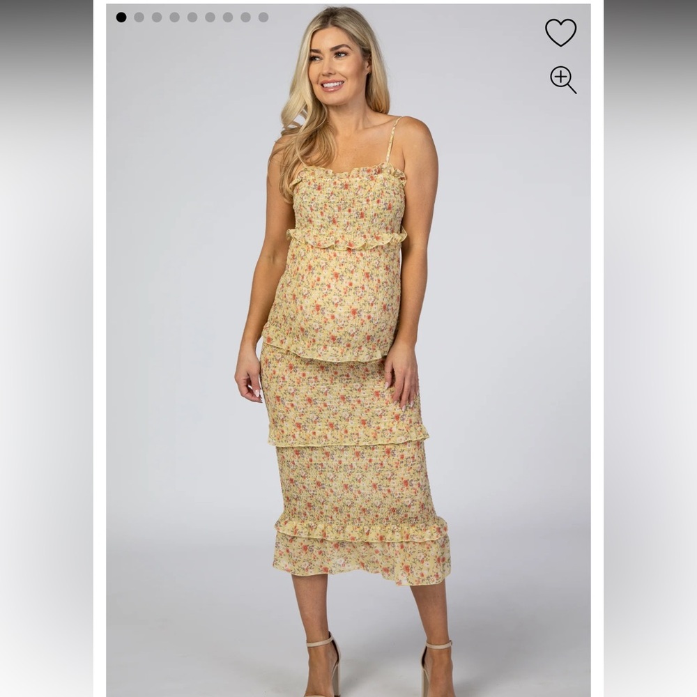 PinkBlush Floral Yellow Maternity Dress